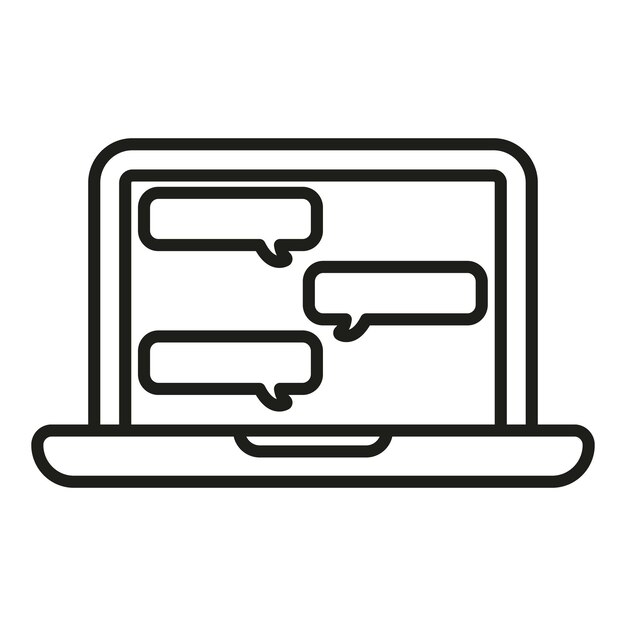 Ноутбук групповой чат иконка контур вектор Обмен кнопкой Контактная группа