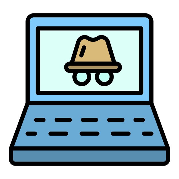 Laptop hacker aanval pictogram Overzicht laptop hacker aanval vector pictogram kleur plat geïsoleerd