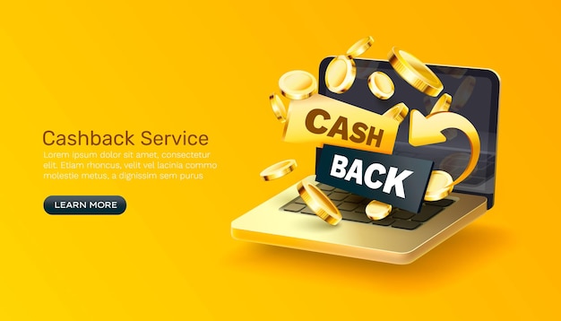 Vector laptop icon cash back bonus coin computer money finance vector