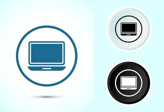 laptop icon design illustration computer icon for apps and websites color black and white