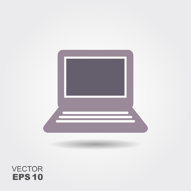 Laptop Icon in flat style isolated on grey background