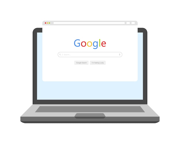 ノートパソコンのアイコン Googleの編集ロゴ ウェブサイトのアイコン フラットスタイル ベクトルアイコン