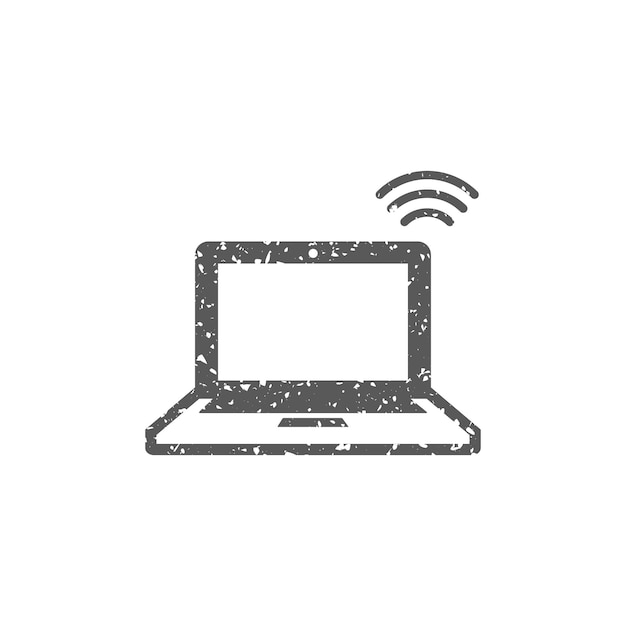 Laptop icon in grunge texture vector illustration