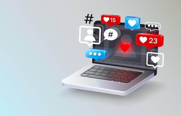 Icona del laptop come, social media seguace, connessione con le persone del computer. illustrazione vettoriale