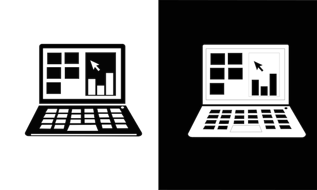 Vettore dell'icona del computer portatile vettore del computer portatile in stile silhouette vettore dell'icona del materiale scolastico ritorno a scuola c