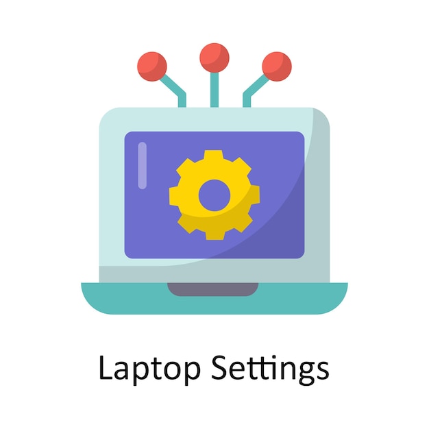 Laptop Instellingen Vector Flat Icon Design illustratie