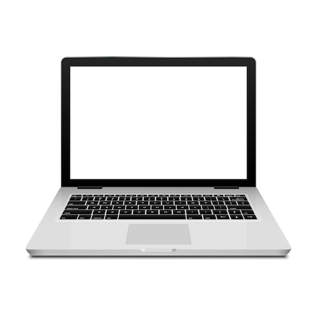 Laptop isolated notebook on white. Monitor screen and keyboard technology. Laptop modern computer design.