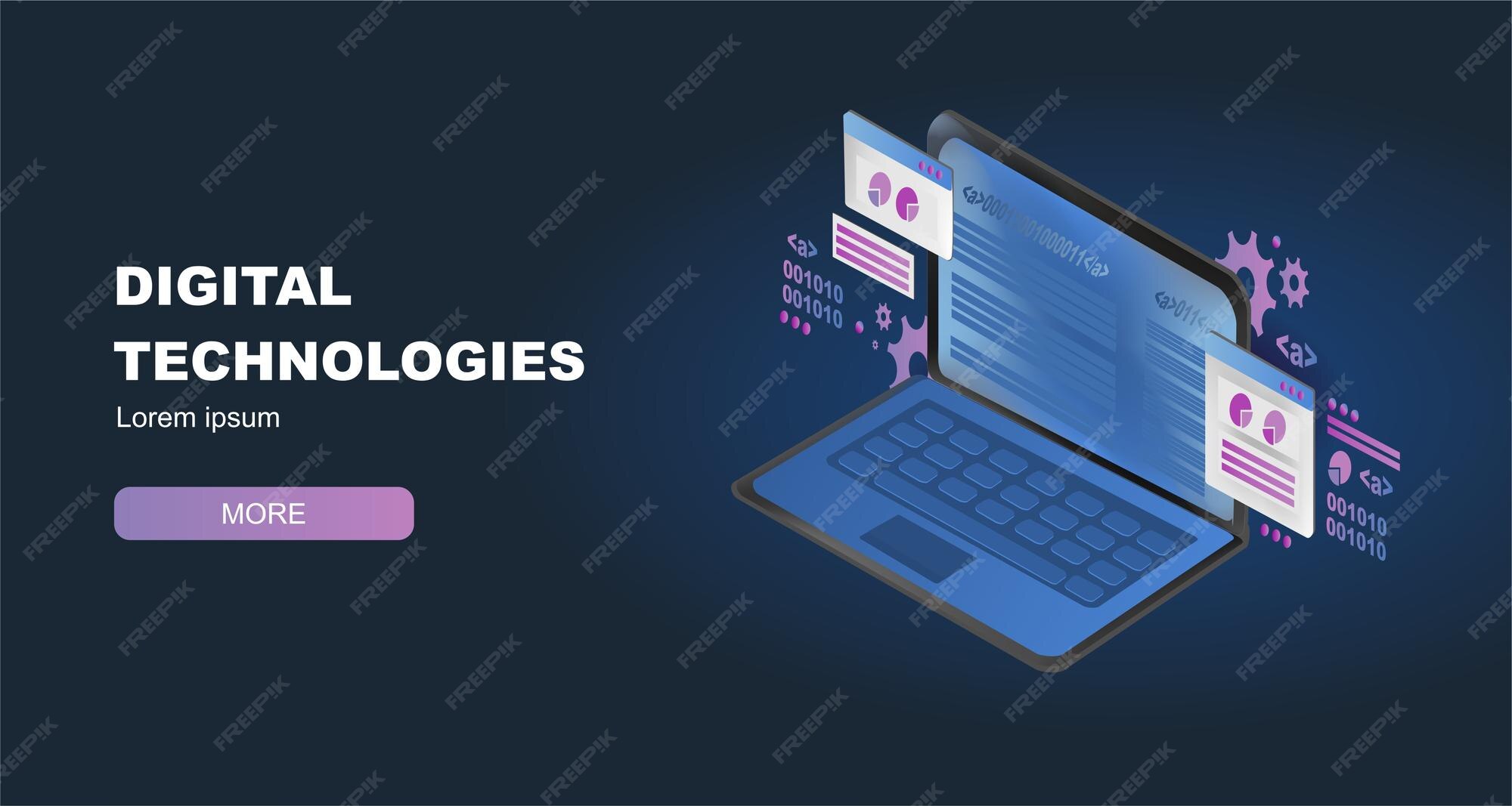 Premium Vector | Laptop isometric banner with diagrams and programmer ...