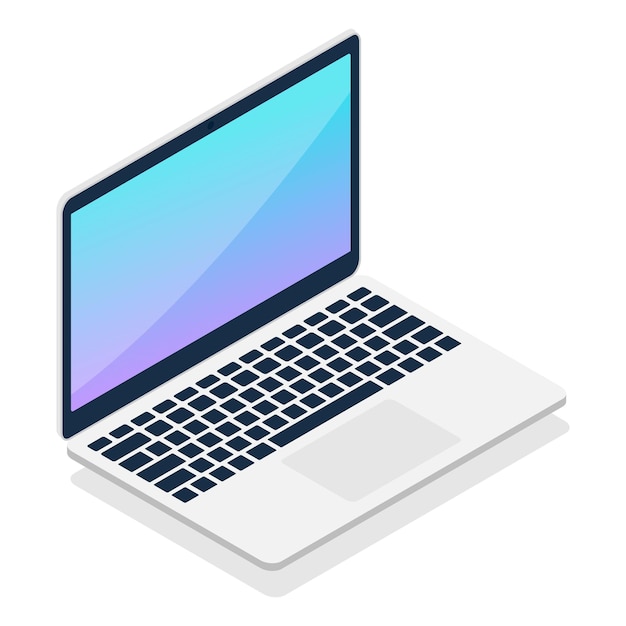 Laptop isometric style. Portable 3d computer device. Digital technology concept