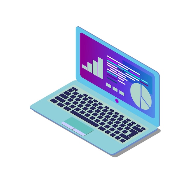 Vector laptop isometric vector illustration created for mobile web decor print products application on white background eps