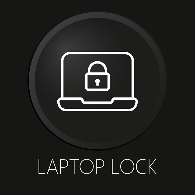 Laptop lock minimal vector line icon on 3D button isolated on black background Premium VectorxAxA