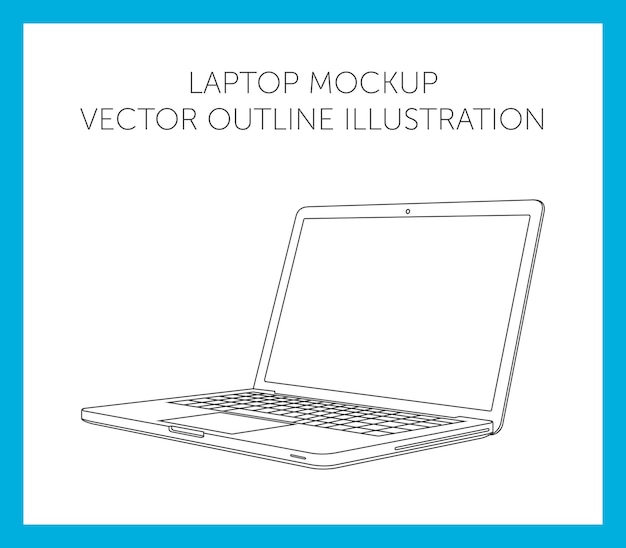 Laptop macbook mockup vector outline illustration