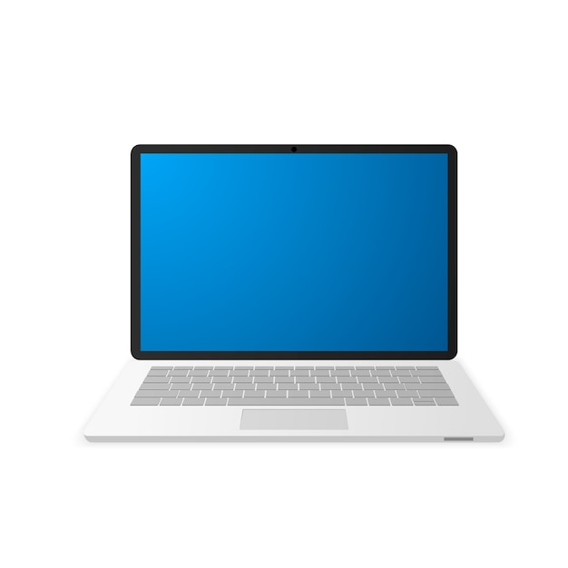 Laptop met leeg blauw scherm