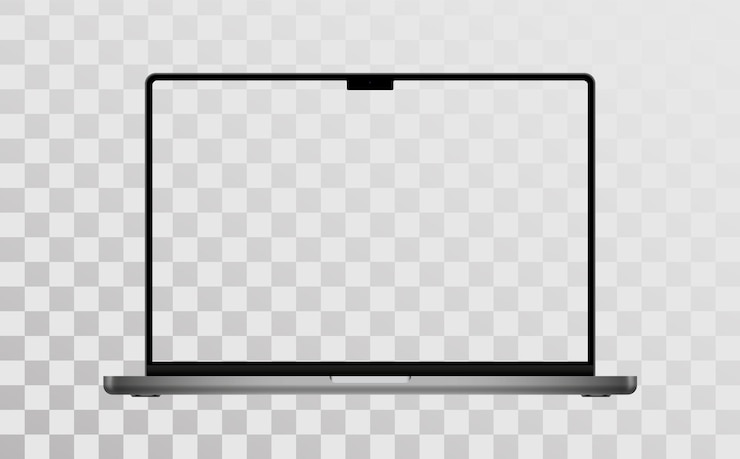 Vector laptop met leeg scherm grijze kleur geïsoleerd op transparante achtergrond