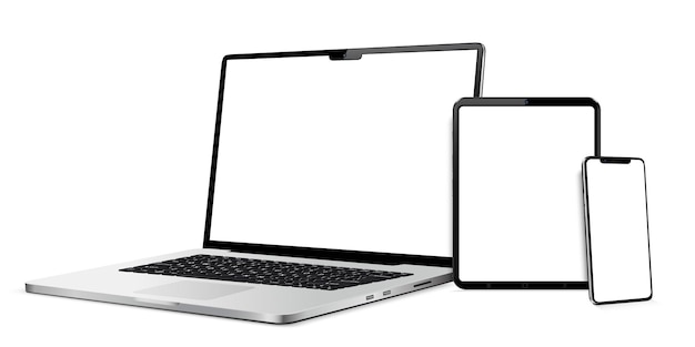 Laptop met smartphone en tablet