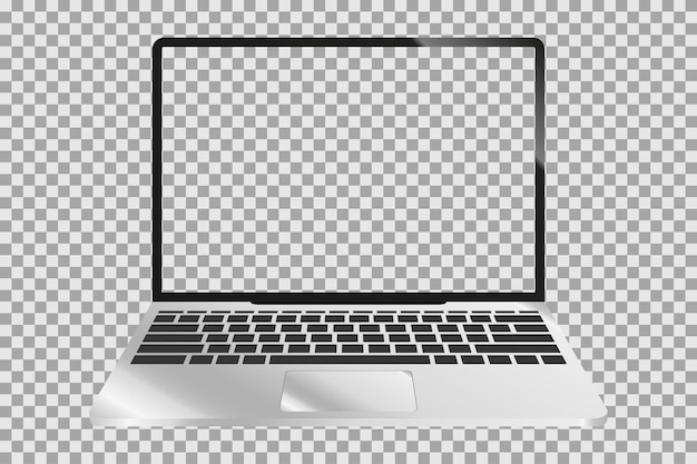 分離された透明なスクリーンを備えたラップトップのモックアップ
