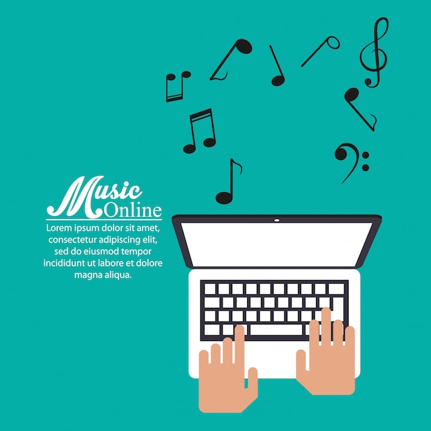 Laptop and music online design