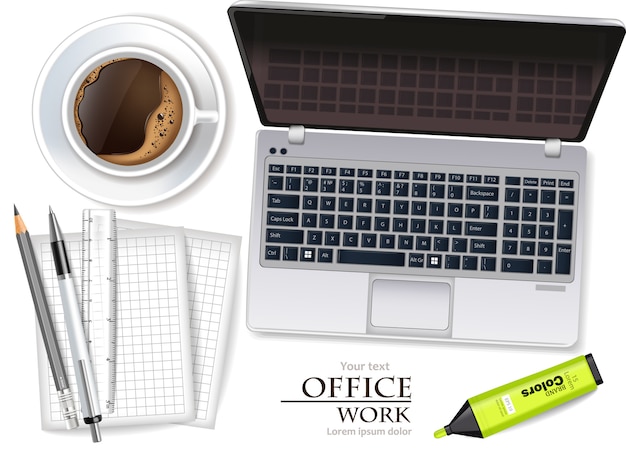 Laptop and office supplies business collection