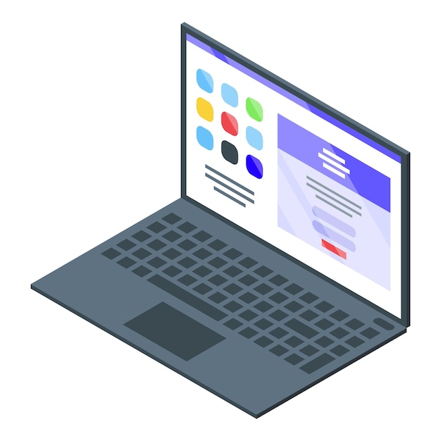 Vettore icona del sistema operativo del laptop isometrica dell'icona vettoriale del sistema operativo del laptop per il web design isolato su sfondo bianco