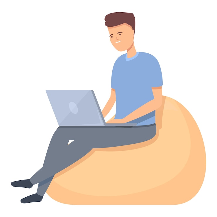 Vector laptop passive income icon cartoon vector freedom job work business
