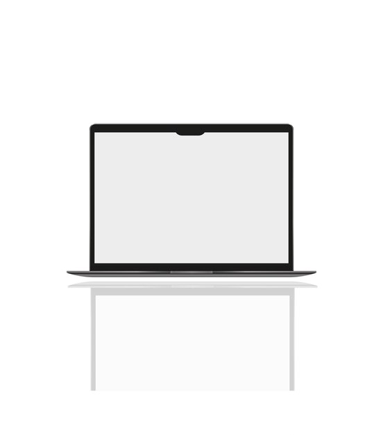 Laptop pc with white lcd screen isolated on background. portable notebook computer realistic