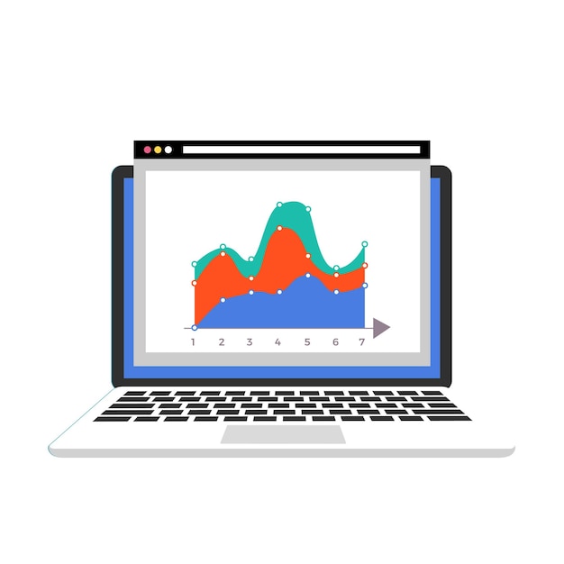 Laptop pop up chart and infographic design