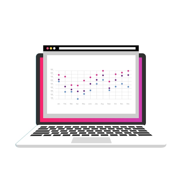 Grafico a comparsa per laptop e design infografico