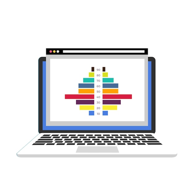 laptop pop-up grafiek en infographic ontwerp