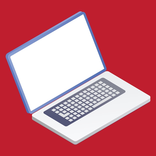 Computer portatile su sfondo rosso