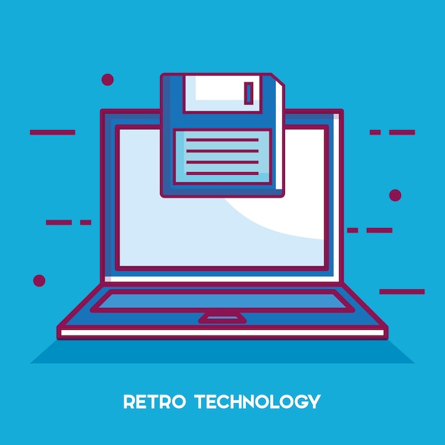 Laptop retro technology icon