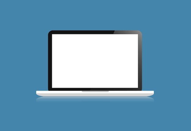 Laptop scherm vector ontwerp geïsoleerd op de achtergrond met een leeg wit scherm Vectorillustratie
