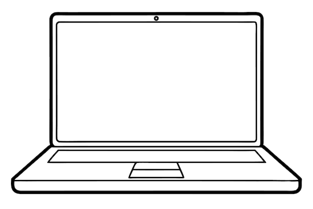 Laptop schets tekenen kleurboek pagina's voor kinderen en volwassenen vector illustratie ontwerp
