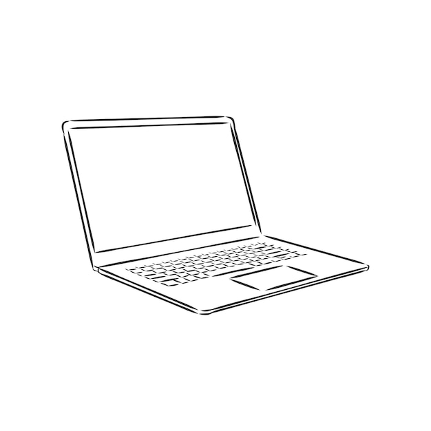 Laptop schets vectorillustratie, laptop vector schets illustratie