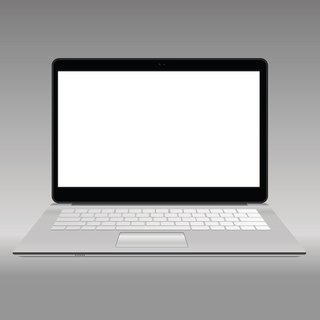 Vector laptop silver vector with white background