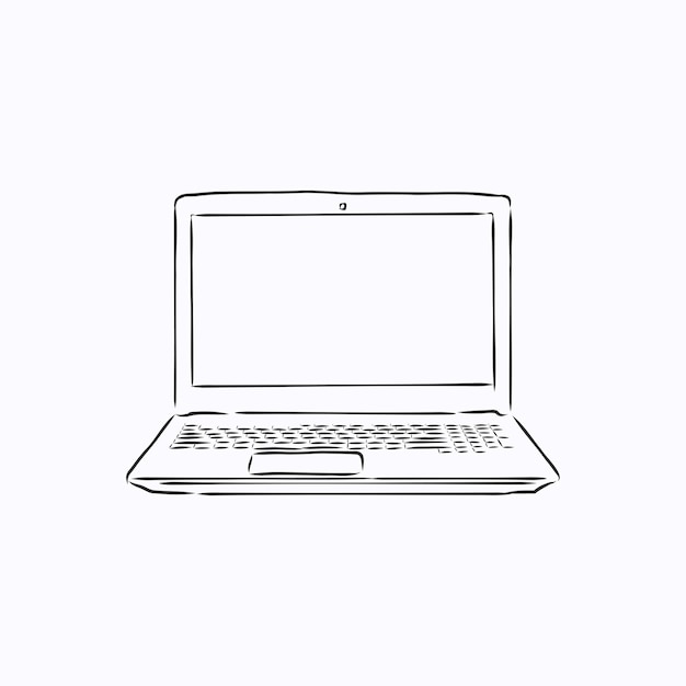 Illustrazione vettoriale di schizzo di laptop, illustrazione di schizzo di vettore di laptop