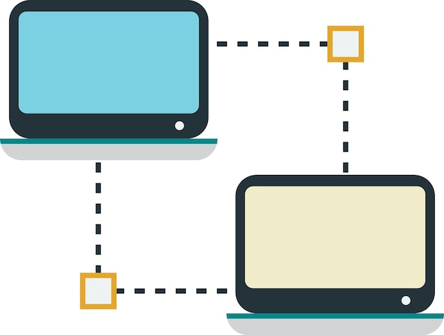 Laptop and synchronization illustration in minimal style