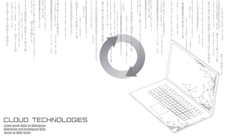 Vector laptop systeem update instellingen computer online cloud gegevensopslag technologie vooruitgang upgrade
