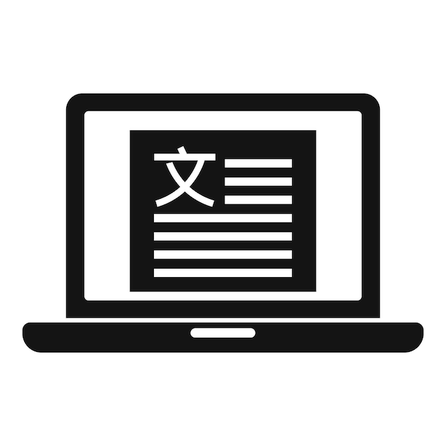 Laptop taalkundige pictogram eenvoudige illustratie van laptop taalkundige vector pictogram voor webdesign geïsoleerd op een witte achtergrond