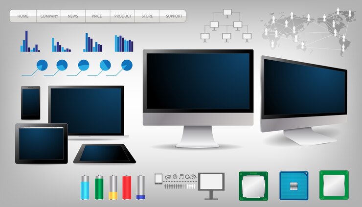 Vector laptop, tablet, computer, monitor and mobile phone
