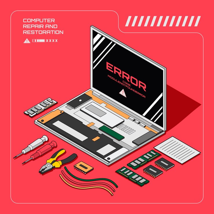 Vector laptop tech service illustration