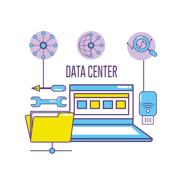 Vettore tecnologia portatile con sistema data center