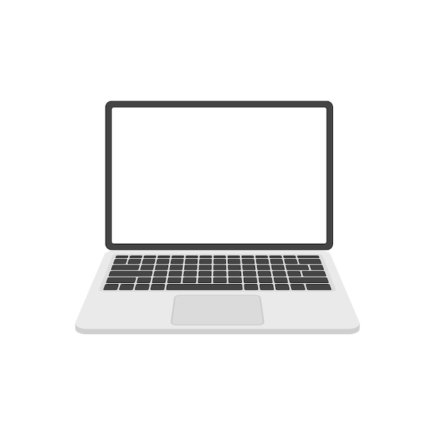 Laptop top view White screen display Computer mockup Vector illustration in flat style isolated