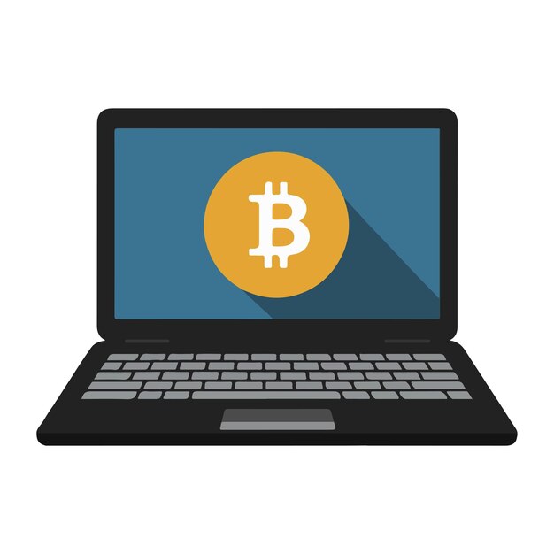 laptop vector illustration with bitcoin icon online payment banking internet