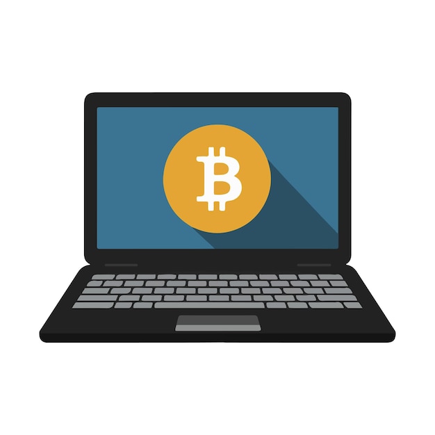 laptop vector illustration with bitcoin icon online payment banking internet