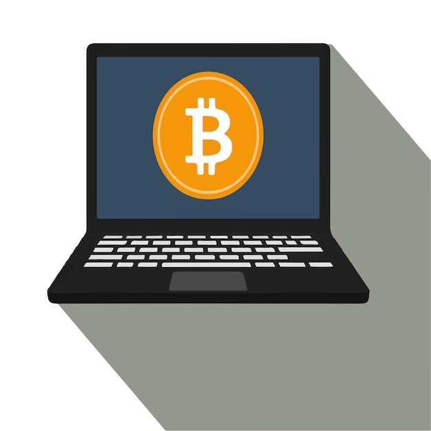 laptop vector illustration with bitcoin icon online payment banking internet