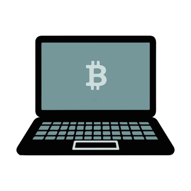 laptop vector illustration with bitcoin icon online payment banking internet