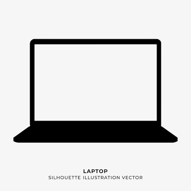 Vector laptop view silhouette vector illustration