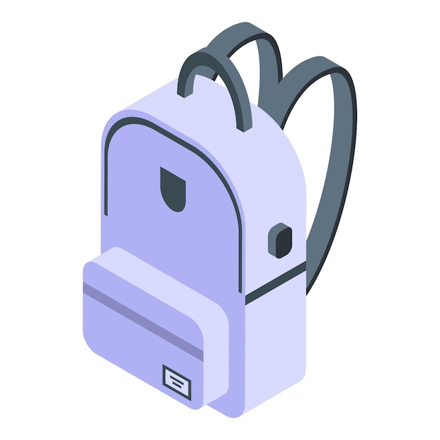 Laptop white backpack icon Isometric of laptop white backpack vector icon for web design isolated on white background