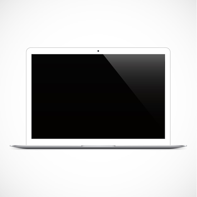 Laptop white color with blank touch screen isolated on the grey background. stock illustration