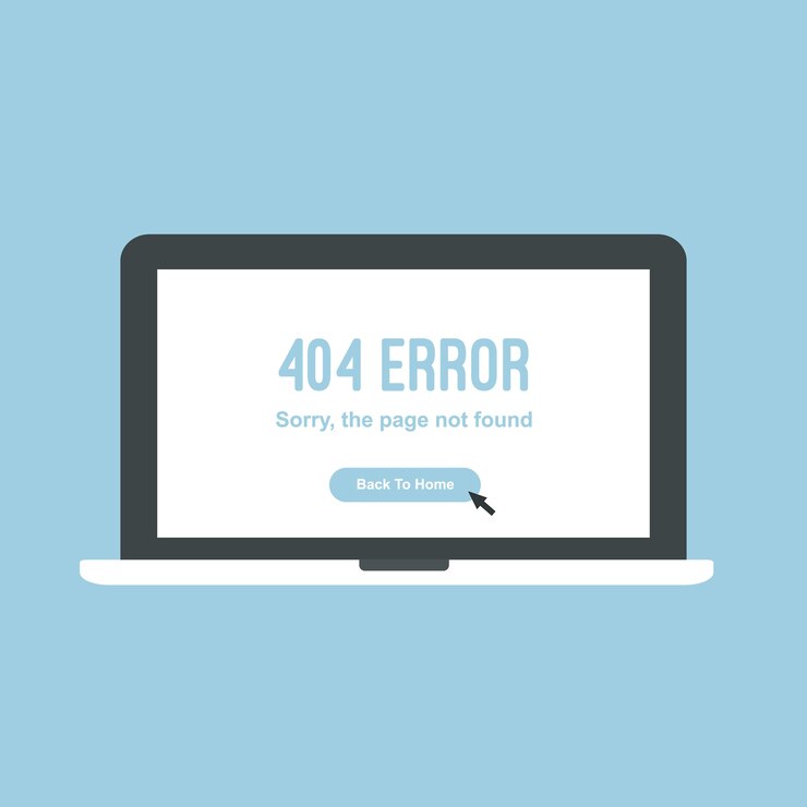 Vector laptop with 404 error speech on the screen